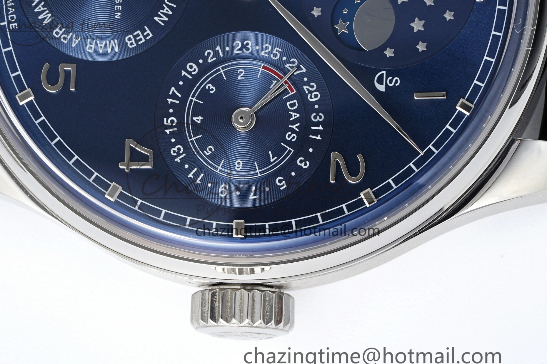 MIROTIME 0323 Bold Portugieser Perpetual Calendar SS 5033 APSF 1:1 Best Edition Blue Dial on Black Leather Strap A52610 Clone 7041